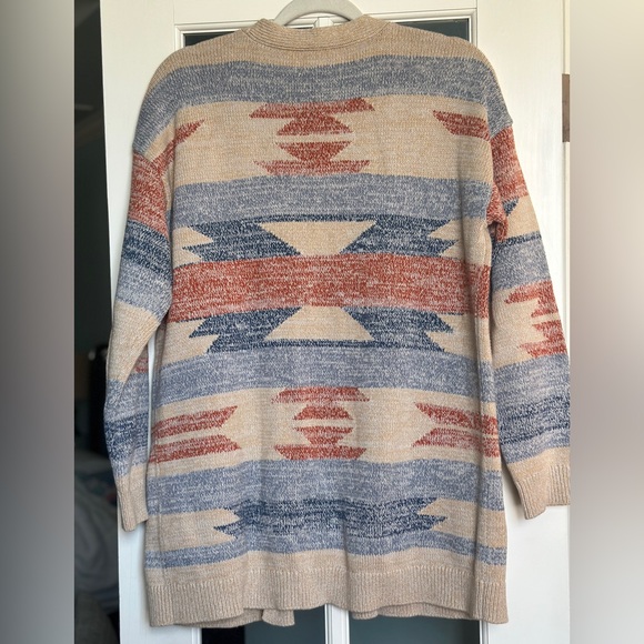 EUC Lucky Brand Neutral Aztec Detail cardigan sweater. L. - Picture 5 of 6